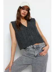 Anthracite Soft Textured Tricot Sweater - 1