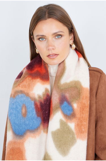Yumi Multi Colour Swirl Fluffy Scarf