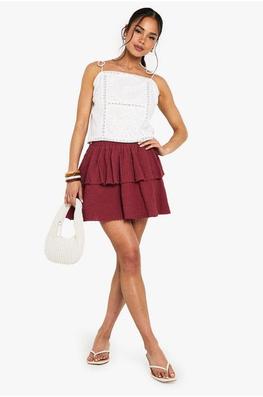 Cotton Poplin Crochet Patchwork Strappy Cami Top - white