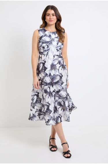 Floral Burnout Sleeveless Midi Dress