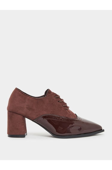 Women Burgundy Lace Up Oxford Shoes