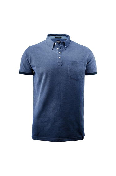 James Harvest Mens Larkford Melange Polo Shirt - Dark Blue