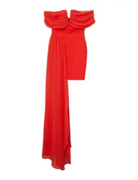 Figure Form Bandage Knit Woven Bardot And Skirt Detail Dress - 3