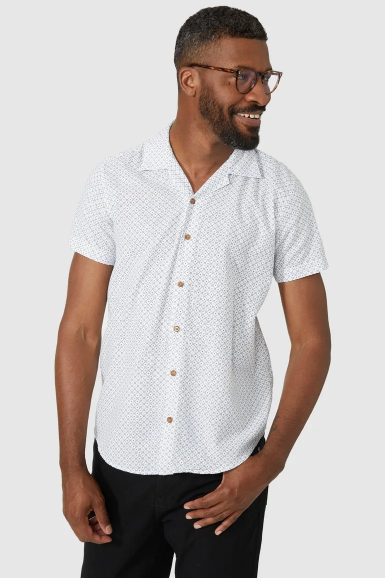 Mini Diamond Print Shirt - white - 2