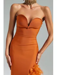 Manik Feather Skew Hem Bandage Dress - 6