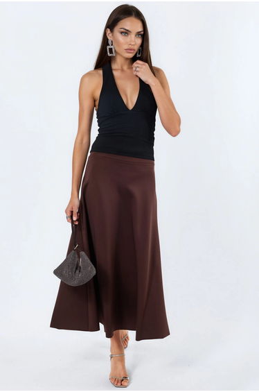BUSEM Fitted Halter Crop Blouse with Cut-Out Detail