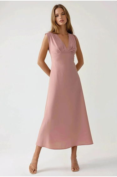 V-Neck Soft Touch Midaxi Dress