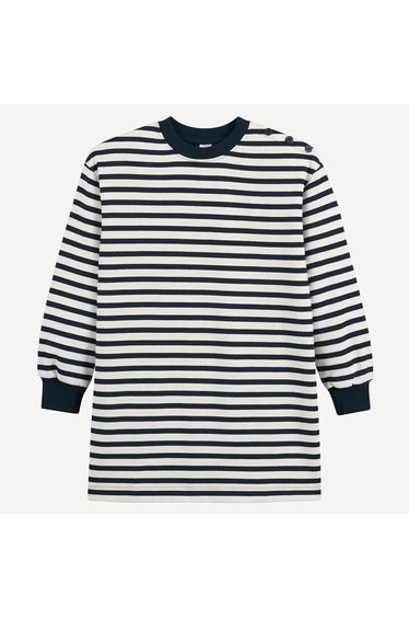 Striped Fleece Jumper/Sweater Dress with Long Sleeves