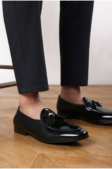 Finley Black Patent Tassel Loafer Classic Formal Dress Shoes