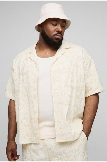 Plus Applique Twill Revere Oversized Shirt