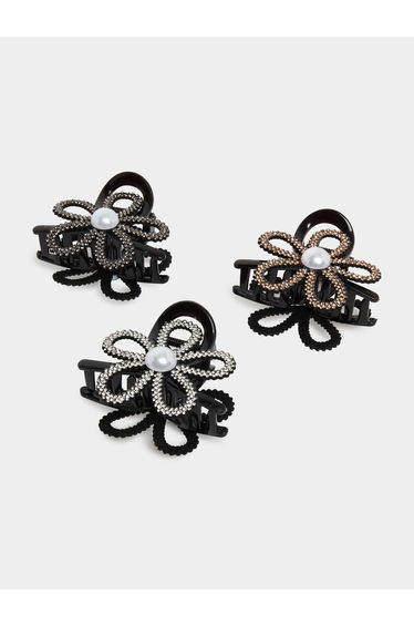 Pack of 3 - Sparkling Flower Hair Claws