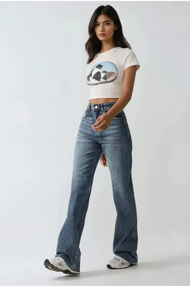 Normal Waist Straight Leg Denim Jeans