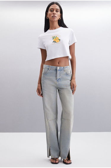 TANITH 100% Cotton Women's Crop White T-Shirt