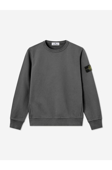 Stone Island Boys Brushed Cotton Fleece Sweatshirt in Grey