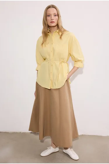 THIN BELTED SHIRT WITH POCKETS