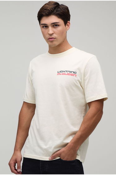 Regular Lightning McQueen Motor License Print T-shirt - ecru