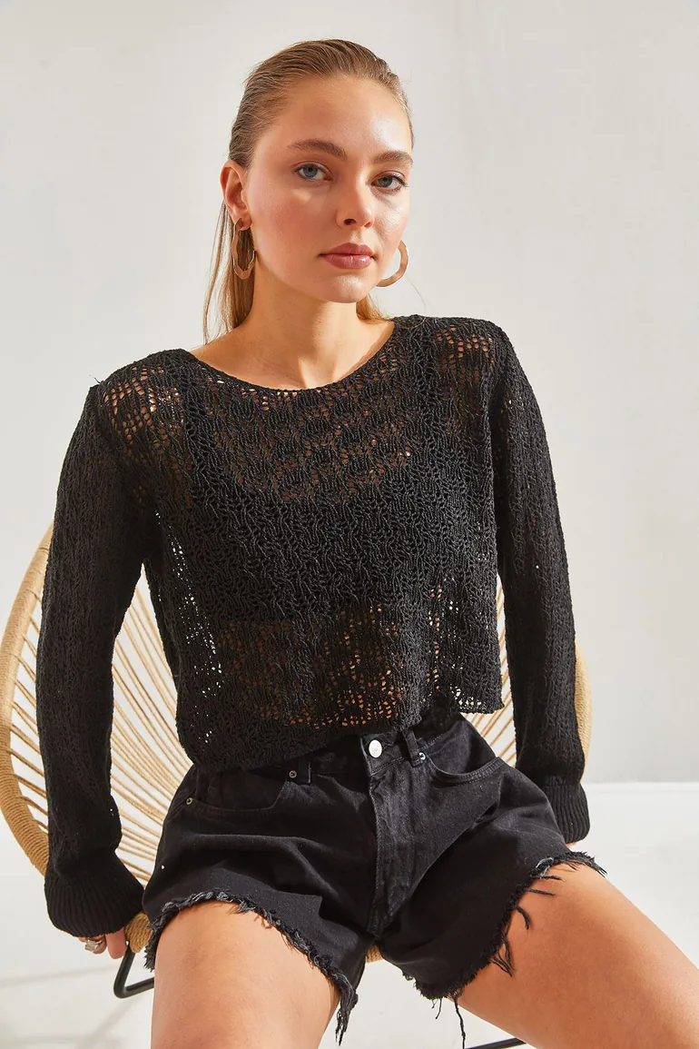 Women's Openwork Knitwear Top - 5