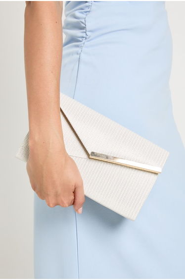 White Glitter Envelope Clutch Bag - white