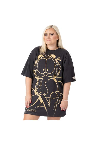Garfield Womens/Ladies Oversized T-Shirt Dress - Charcoal/Orange