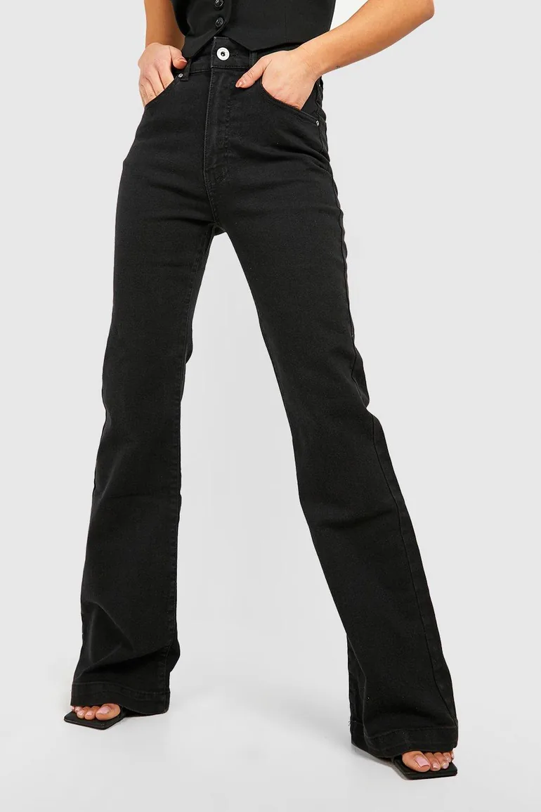 Petite 30" Leg High Waist Flared Leg Jean - black - 3
