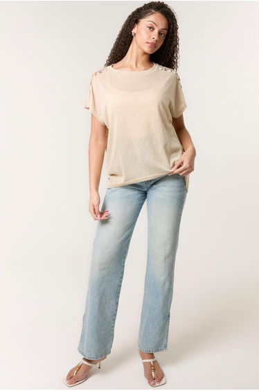 Shell Trim Oversized Top