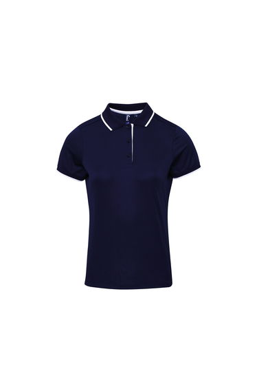 Premier Womens/Ladies Contrast Coolchecker Polo Shirt - Navy/White