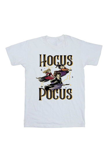 Hocus Pocus Girls Flying Cotton T-Shirt - White