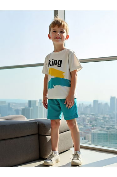 Kids 2pcs Graphic Print Short Sleeve T-Shirt and Shorts