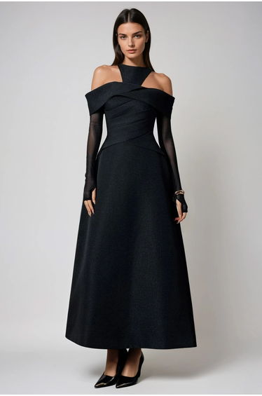 Felinus Cutout Mesh Maxi Dress