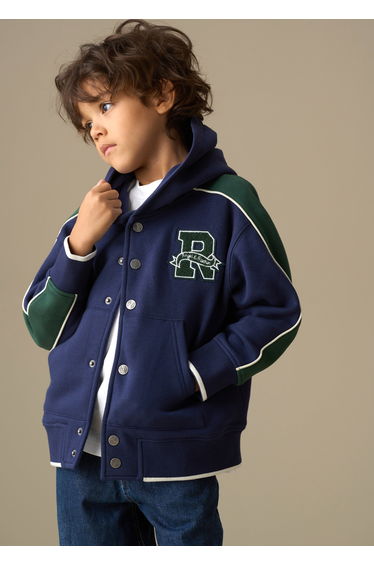 Victor Stud Closure Hoodie - Navy