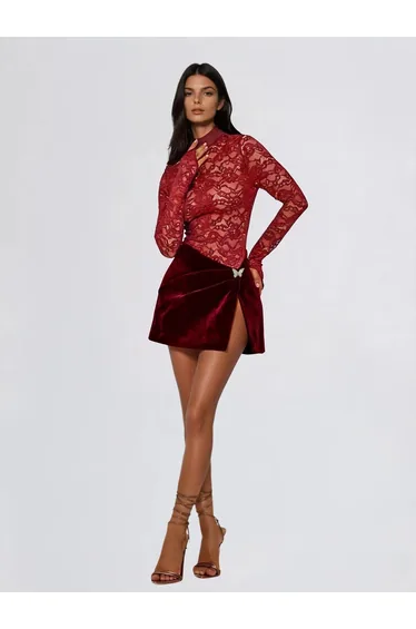 Nucleotar High Neck Lace Mini Dress