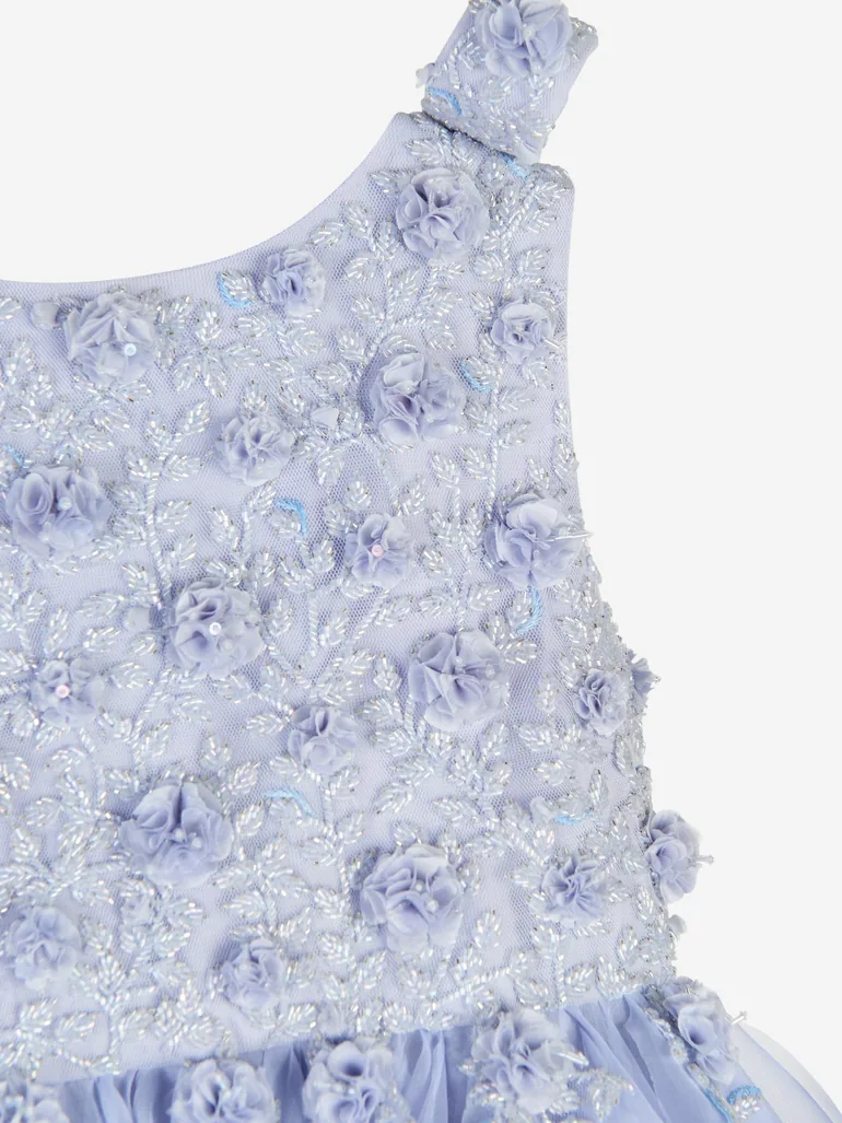 Maison Ava Girls Florentina Dress in Blue - 3