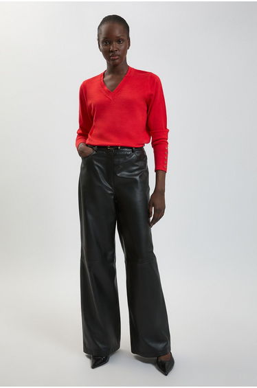 Forever Viscose Blend Knitted Stitch Detail V Neck Long Sleeve Jumper