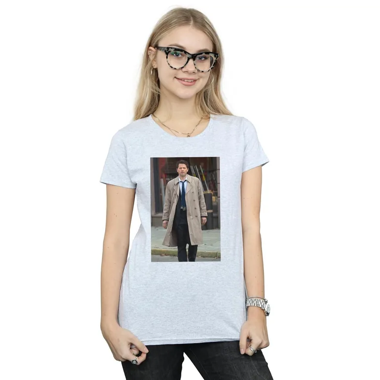 Supernatural Womens/Ladies Castiel Photograph Cotton T-Shirt - Sports Grey - 1