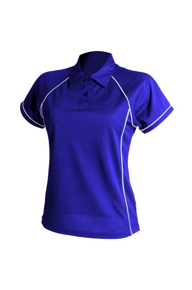 Finden & Hales Womens Coolplus Piped Sports Polo Shirt - Royal/White