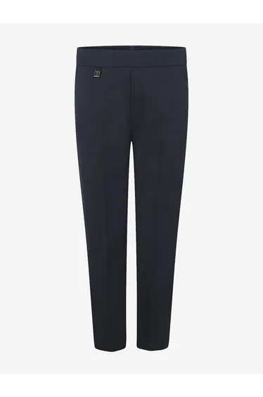Zeco Boys School Elastic Back Pull-Up Slim Fit Trousers in Navy
