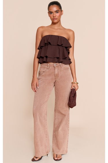 Chocolate Chiffon Ruffle Detail Bandeau