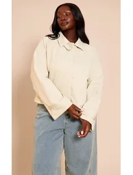 Plus Stone Long Sleeve Trench Style Jacket - 5