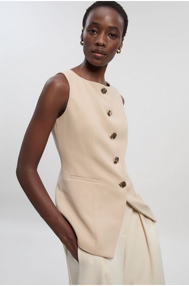 Compact Essential Button Detail Waistcoat