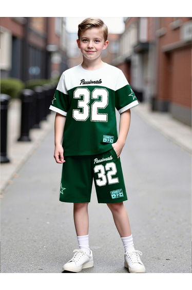 Boys Color Block T-Shirt and Shorts Set
