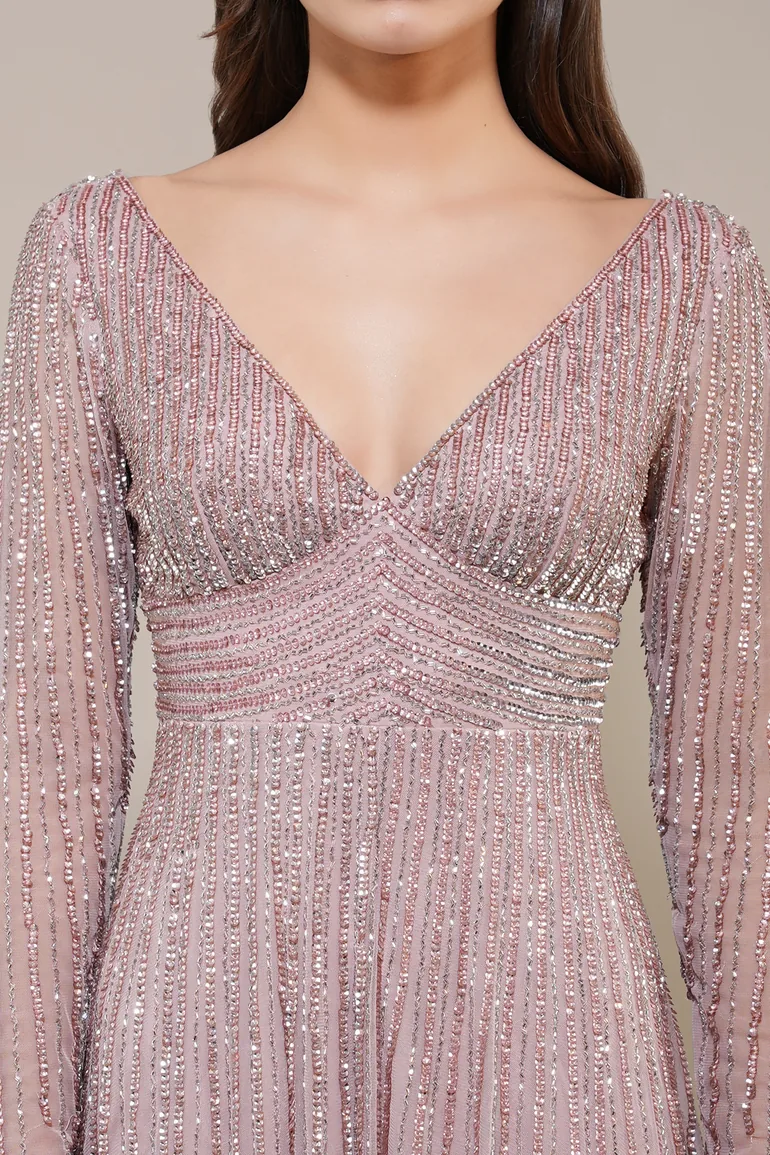 Laura Embellished Maxi Dress in Blush Pink - 5