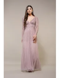 Laura Embellished Maxi Dress in Blush Pink