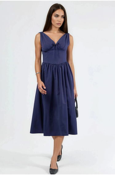BUSEM V-neck Midi Dress with Bow Detail