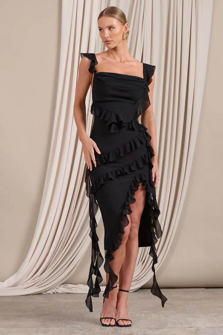 havana ruffle midi dress vici - PREORDER // BESTSELLER Havana Ruffle Midi Dress - Red $52 Available  in Four Colors Sizes S
