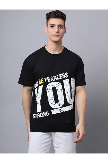 Men Black Graphic Printed Oversized T-Shirt
