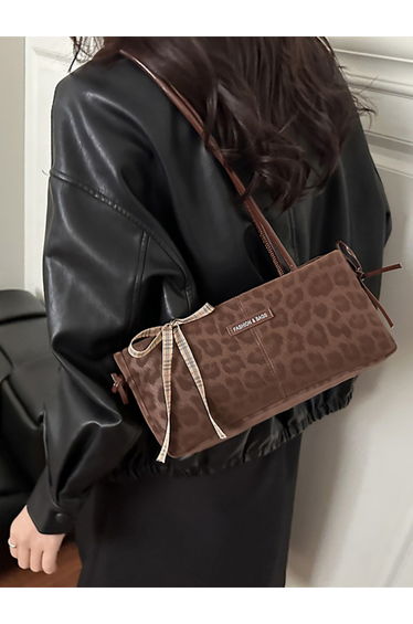Brown Leopard Print Shoulder Bag