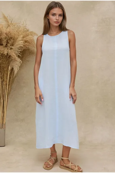 Textured Cotton Midi Beach Dress with Slit