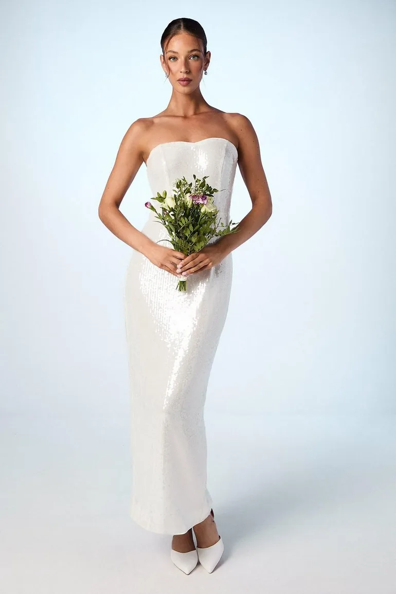 Strapless Sequin Column Bridal Dress Coast Fashion White : Evening Dresses : VogaCloset Jordan Strapless Sequin Column Bridal Dress Coast Fashion White : Evening Dresses : VogaCloset Jordan