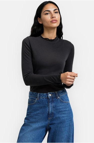 Lyocell/Wool Long Sleeve High Neck T-Shirt