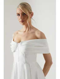 Sweetheart Structured Satin Full Skirted Wedding Dress - 3